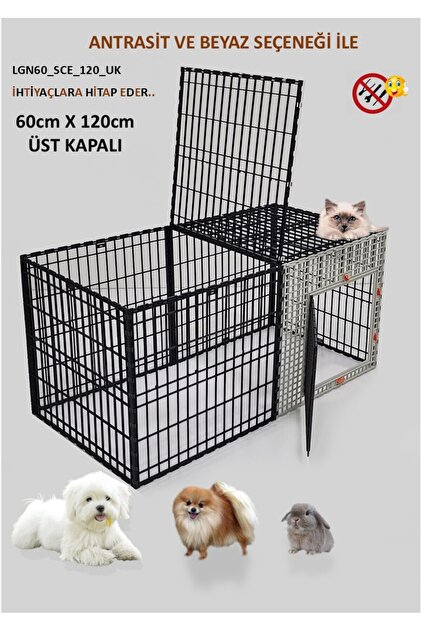 Leganest 60cm X 120cm Yükseklik 60cm Üstü Kapalı Köpek Kafesi