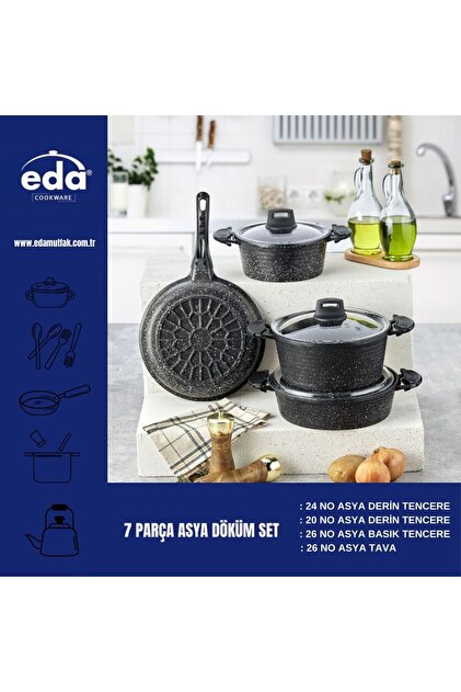 Eda ZK-007 DÖKÜM GRANİT 7 PARÇA TENCERE SETİ - Fiyatı, Yorumları