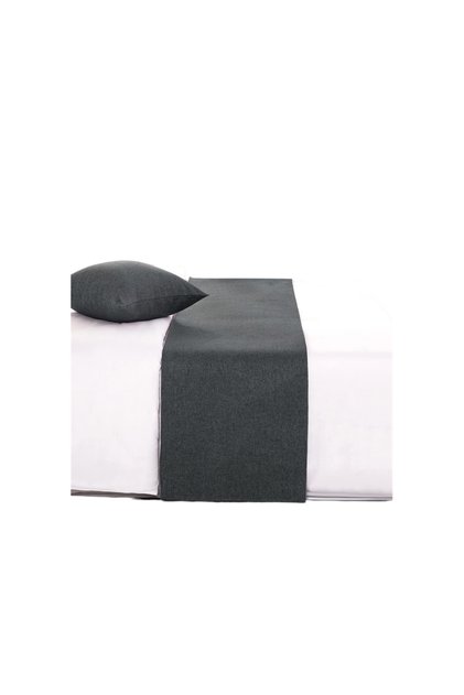 Single Bed Grey Runner & Throw Pillow Set