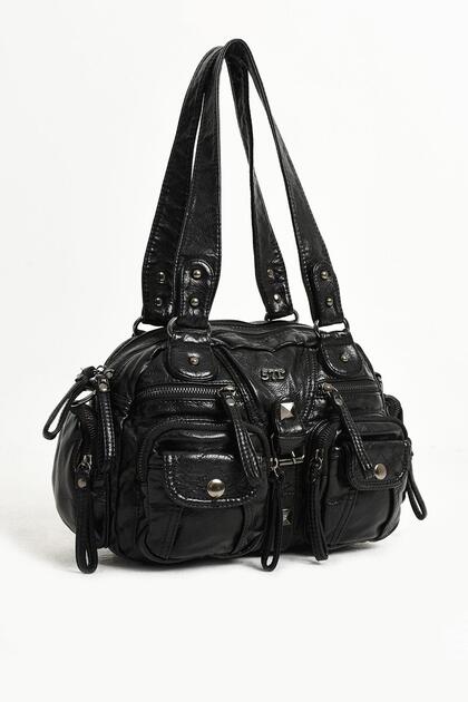 571 Collections Çanta Suni Deri Omuz Çantası Siyah (Model: 571-11