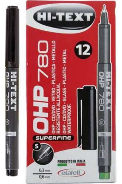 Hi -text Acetate Pen S Black 780 Mm Set of 12