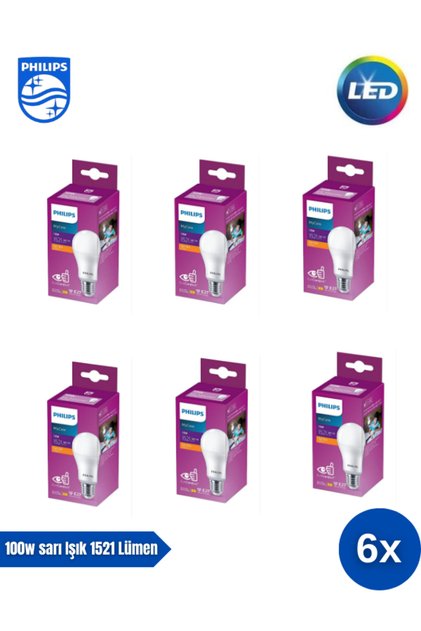 Mycare LED Lamba 13W - 100W 2700K Sarı Işık 1521 Lümen Yüksek Işık ( 6 ADET )