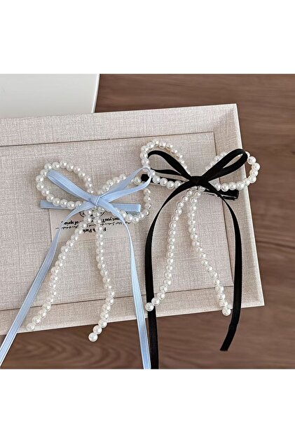 Women's 2 Pieces Pearl Detail Ribbon Buckle Set