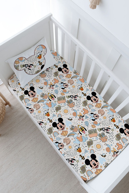 Baby Size Fitted Sheet Set - Cartoon Series - Mickey and Friends Pattern