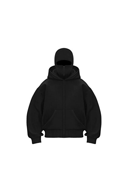 LAND MODA Kar Maskeli Ninja Unisex Sweatshirt Hırka 2iplik kalın