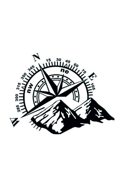 Compass Mountain Off Road Wall Decor Quality Quality Sticker 40 X 28 cm