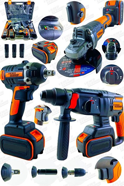 Lieber German Kömürsüz Mega 3 Lü Set 21 Volt 3 Ah Darbeli Bijon