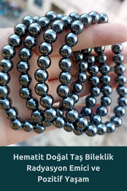 Hematite Real Natural Stone Bracelet (Burger Hair) 8 Mm Aa Quality