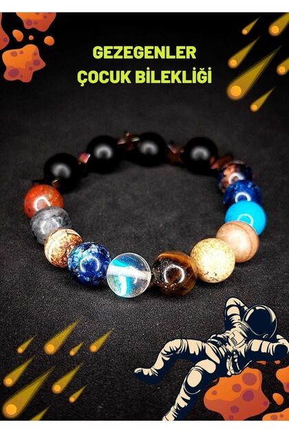Natural Stone Planets Solar System Stars Children's Bracelet