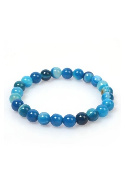 CERTIFIED BLUE AGATE NATURAL STONE BRACELET 8 MM