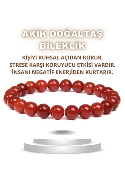 Agate Red Natural Stone Bracelet (Protection Against Evil Eye) 8 Mm 100% Real