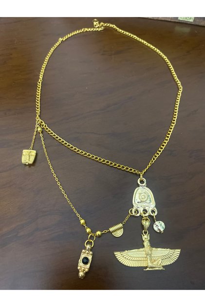 Altin isis misir tanriçasi etnik bohem zincir kolye
