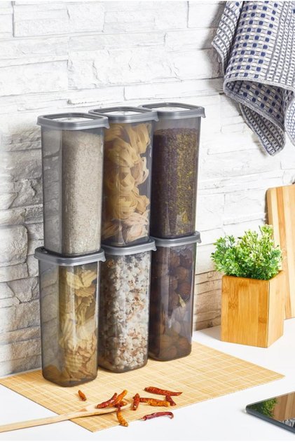 Luxury Smoked 1750ml 6-Piece Food Storage Container Set with Label and Gift