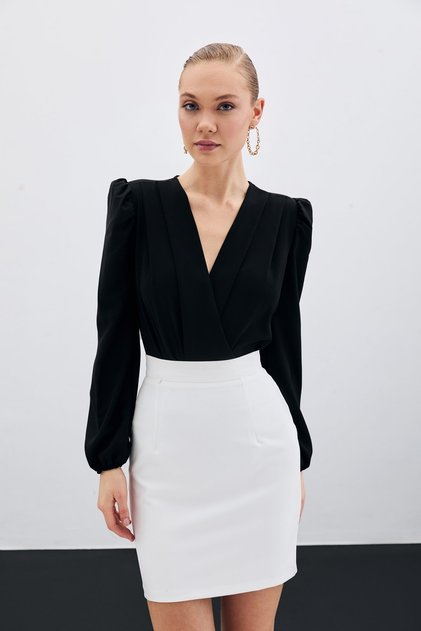 Double Breasted Padded Bodysuit - Black