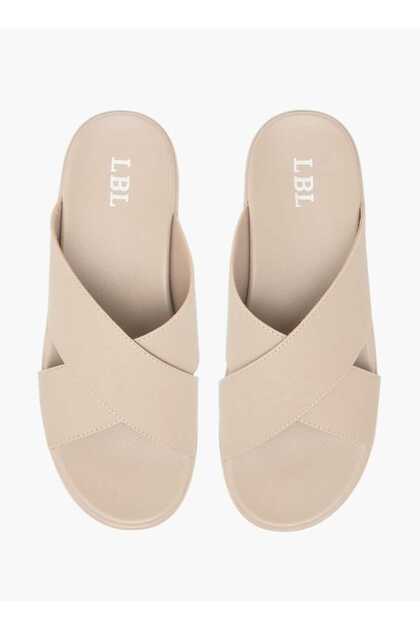 LBL by Shoexpress Textured Slip-On Cross Strap Sandals
