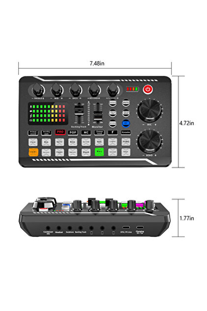 IntersTech Stüdyo Canlı Yayın Ses Kayıt Mikseri Kartı Bluetooth DJ