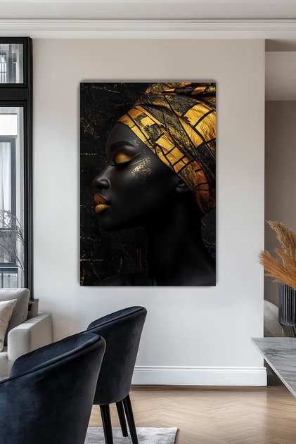 Afrikalı Kadın Kanvas Duvar Tablosu Salon Ofis Güzellik salonu Kuaför antre Şık dekor