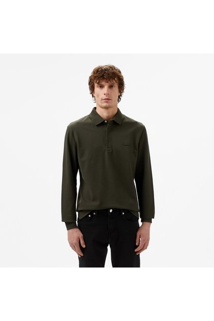 Erkek Regular Fit Uzun Kollu Haki Paris Polo