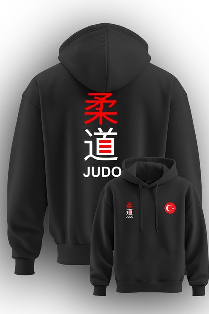 Judo Kanji Printed 3 Threaded Hooded Sweatshirt Hoodie Judo Sweat Judo14003