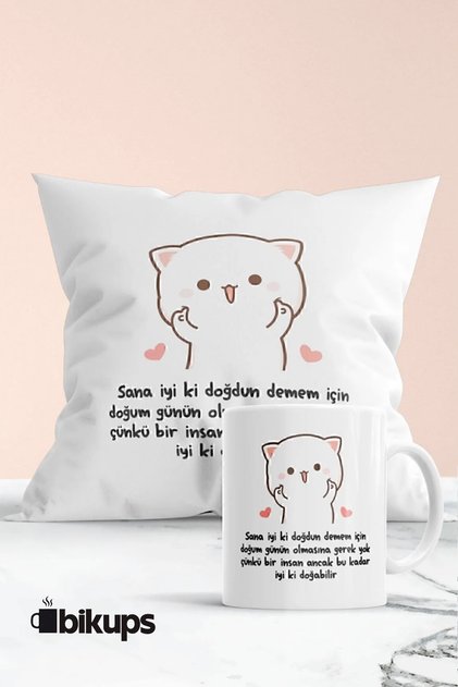 İnsan Ancak Bu Kadar İyi Ki Doğabilir Baskılı Yastık Ve Kupa Seti