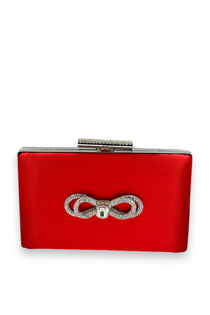 Red Color Satin Crystal Stone Evening Dress Bag Evening Bag Henna Bridal Bag