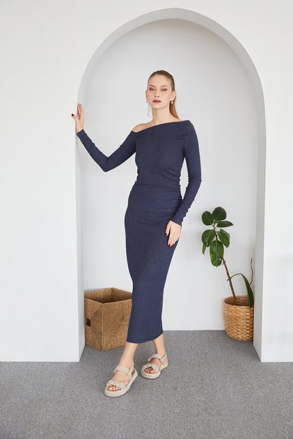 Wrapped Fabric Draped Boat Neck Blouse