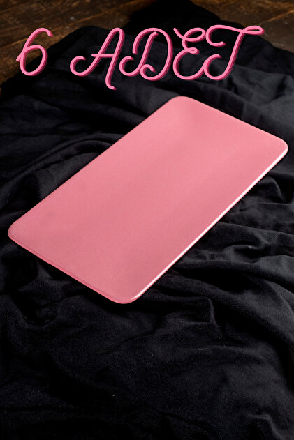 Pembe Siera Dikdörtgen Kayık Tabak 33 Cm - 17 Cm 6 Adet Seramik Çok Amaçlı Servis - Sunum Tabağı