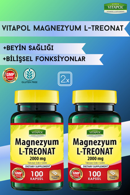 Magnezyum L-Treonat 2000 Mg 2x100 Kapsül Magnesium L-Treonate