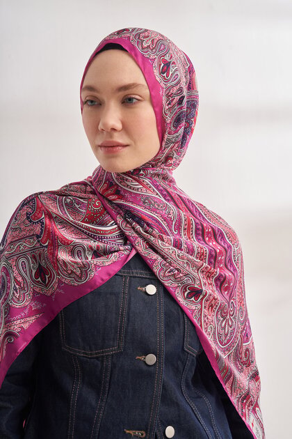 Mystical Pattern Imported Voile Shawl - Fuchsia