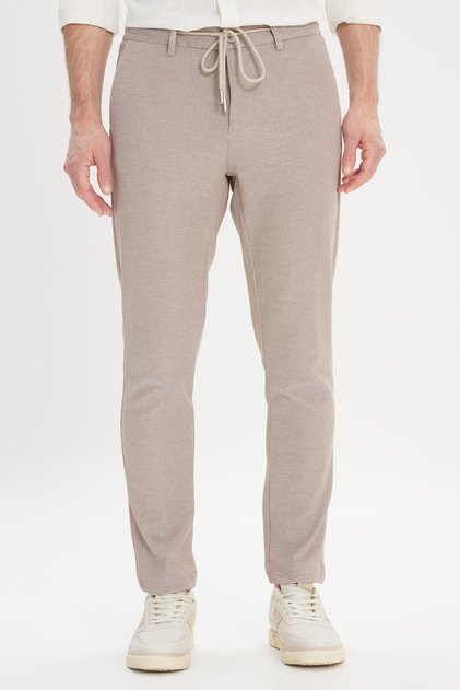 Men's Mink Comfort Fit Relaxed Fit Side Pocket Patterned Elastic Waist Pants