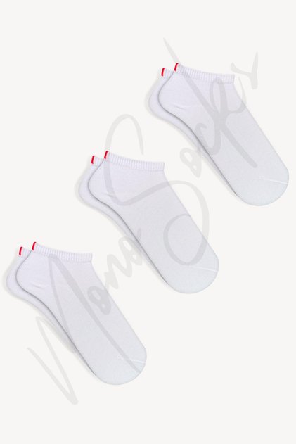3 Pack Red Notched Bootie Socks
