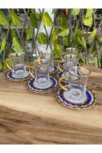 Taç model kulplu çay set