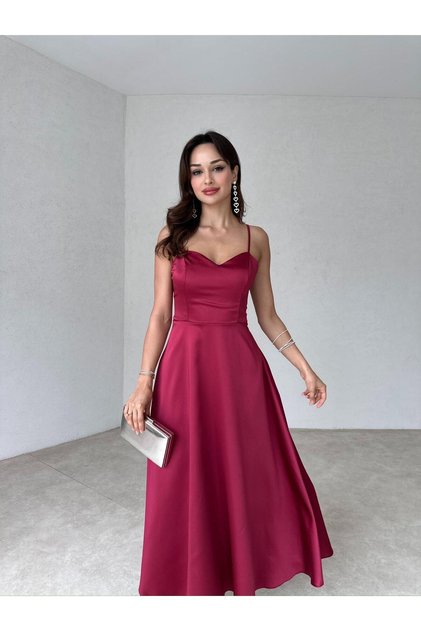 Rochie Midi WEXLER 9046 - Roșu Claret