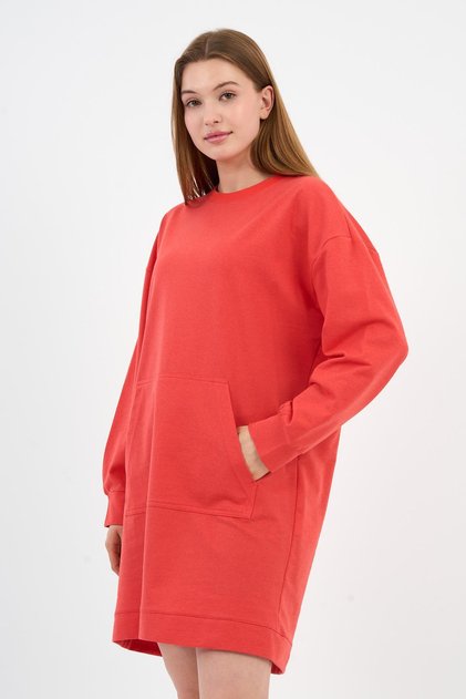 Kadın Kanguru Cepli Oversize Tunik (B24-00225)