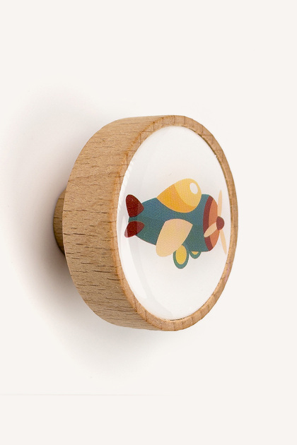 Airplane Patterned Wooden Children's Room Cabinet and Drawer Handle