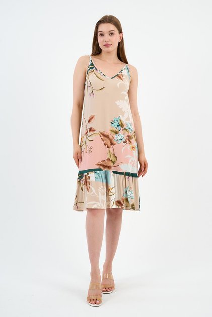 Strap Flounce Dress with Tie-Up Detail (B24-425-01)