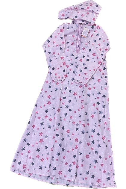 Practical Star Print Women's Prayer Dress - One-Piece, Elastic Sleeve, Hijab and Dress 875