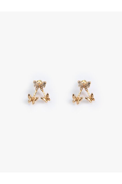 Stone Detailed Butterfly Earrings