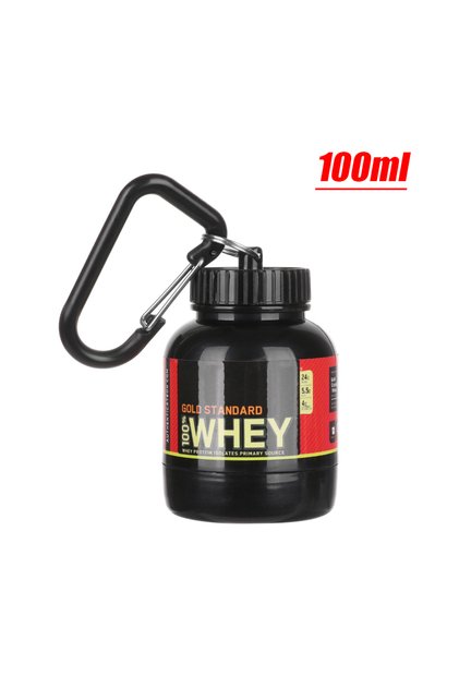 Black Mini Portable Protein Powder Bottles with Keychain Health Funnel Medicine Bottle Small Water C