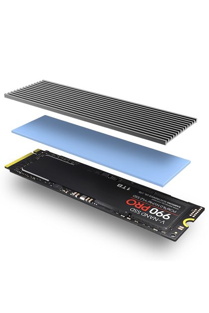 مشتت حراري أسود لمحركات أقراص الحالة الصلبة M.2 SSD، مشعاع ألومنيوم NVMe 2280، مبرد لمحركات الحالة الصلبة مع سيليكون