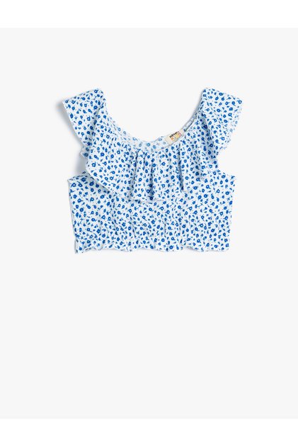 Crop Blouse Off-Shoulder Ruffled Floral Print