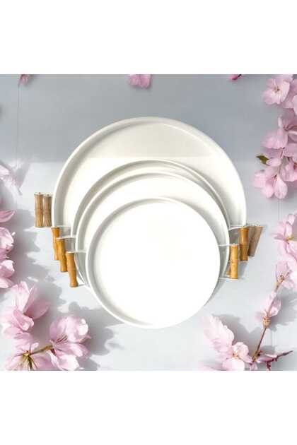 Metal Tray with Wooden Handles Tea Tray Set of 4 (50, 40, 37, 30 cm) Coffee Tray Presentation Tray Set