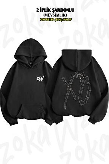 ZOKAWEAR Oversize The Weeknd Xo Sırt Baskılı Kapüşonlu Sweatshirt