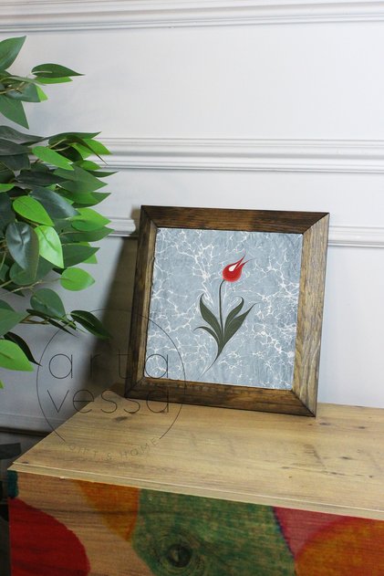 Stone Painting Board with Solid Wood Frame 16 X 16 cm - Ebru Sanat 3