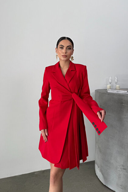 open lace back dress Pleated Polka Dot Lightweight Jacket Dress