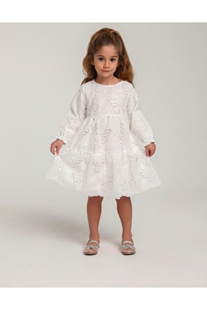 Baby Girl Butterfly Motif Scallop Dress