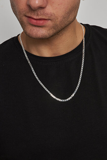 Ventino Silver 4mm Rambo 925 Ayar Gümüş Erkek Zincir Kolye Vek