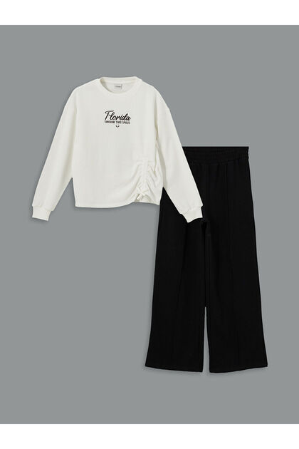 Lcwk Bisiklet Yaka Kız Çocuk Sweatshirt Ve Eşofman Altı