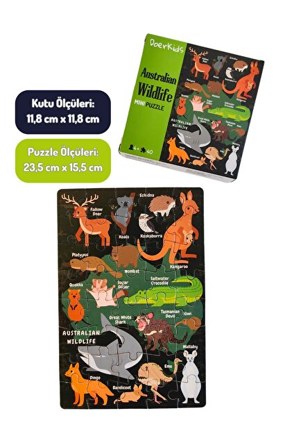 DoerKids Avustralya Vahşi Yaşam Eğitici Mini Puzzle | 3-7 Yaş - 40