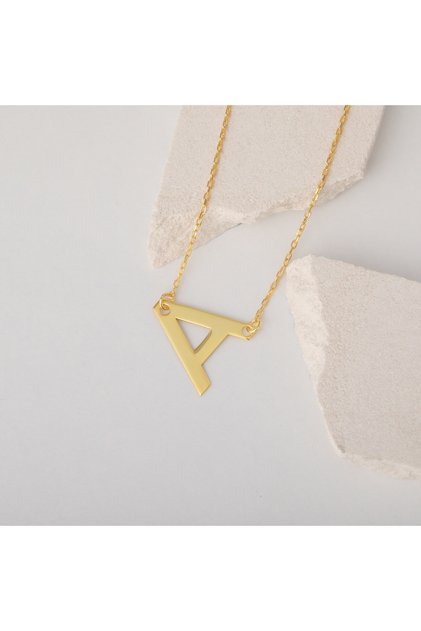 925 Karat Gümüş , Gerçek Altın Kaplama El Yapımı Harf Kolye